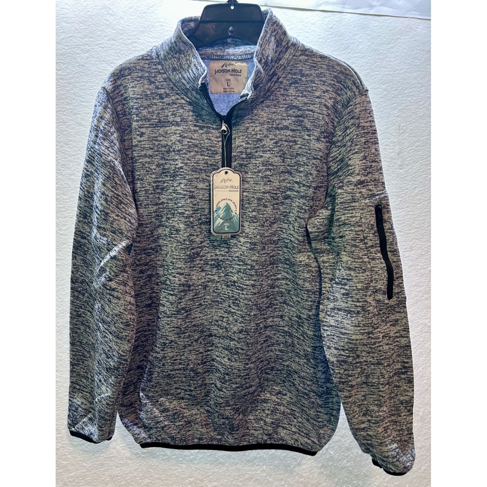 Jackson Hole Womens Space Dye Quarter Zip Sherpa Lined Jacket Blue Large NEW